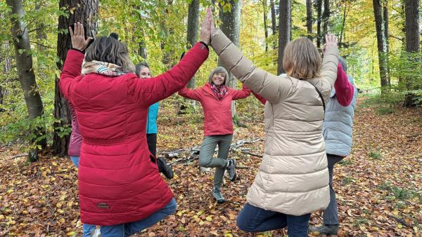 Bild 1 von 1: Annette Krause beim Waldbaden in Immenstaad.