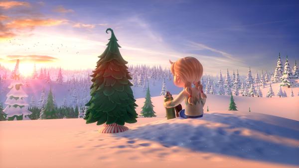 Bild 1 von 2: Piney und Georgie genießen zusammen den Sonnenuntergang.
© KiKA/The Lonesome Pine Animation, LLC. - Honorarfreie Verwendung gemäß AGB im engen inhaltlichen redaktionellen Zusammenhang mit genannter Sendung bei Nennung \