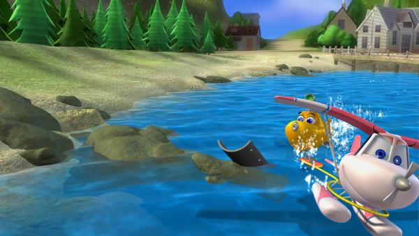 Bild 1 von 2: Suzie merkt nicht, dass sie mit ihren Landeanflügen Ranger Bill und seine Herde stört.