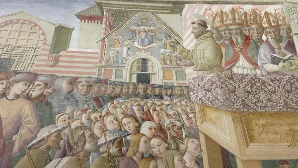 Bild 1 von 10: Im Bild: Fresko: Franz von Assisi spricht zu den Menschen.