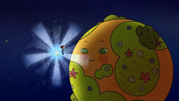 Bild 1 von 2: Der Laternenanzünder hilft den Universumsbewohnern beim Einschlafen.© WDR/2024 Method Animation - Honorarfreie Verwendung gemäß AGB im engen inhaltlichen redaktionellen Zusammenhang mit genannter Sendung bei Nennung \