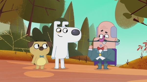 Bild 1 von 4: Dog und Puck begegnen einem Zauberer, der Hut und Zauberstab verloren hat.