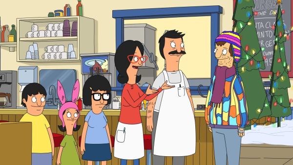 Bild 1 von 26: Onkel Ernie ist verstorben und vererbt Bob einen Lagerraum. Bob (2.v.r.), Linda (3.v.r.), Louise (2.v.l.), Gene (l.) und Tina (3.v.l.) hoffen auf ganz besondere Schätze - doch sie finden dort nur Chet, der im Lager wohnt. Linda überredet Bob, ihn ins Restaurant einzuladen ...