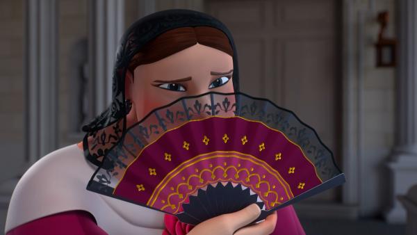 Bild 1 von 3: Da Richelieu das Bild alleine besitzen will, beauftragt er Milady, das Gemälde verschwinden zu lassen. Die gerissene Rolande, verkleidet als Spanierin, nimmt sich der Sache an.