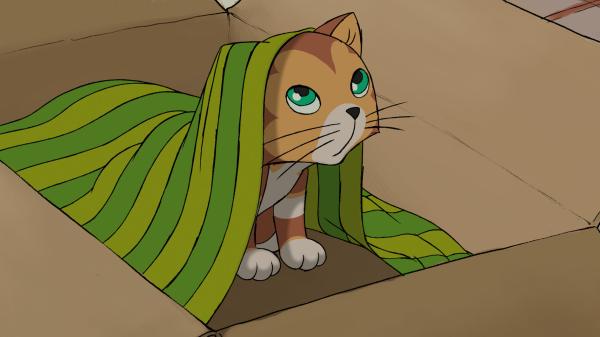 Bild 1 von 3: Pettersson hat ein kleines Kätzchen in einem Karton bekommen. Weil es in einem Karton mit der Aufschrift \