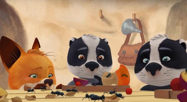 Bild 1 von 3: Rosie und die Zwillinge sehen, wie sich die vielen Ameisen über die Essensreste hermachen.