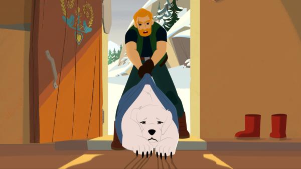 Bild 1 von 5: Anton schleift die kranke Belle aus dem Haus.