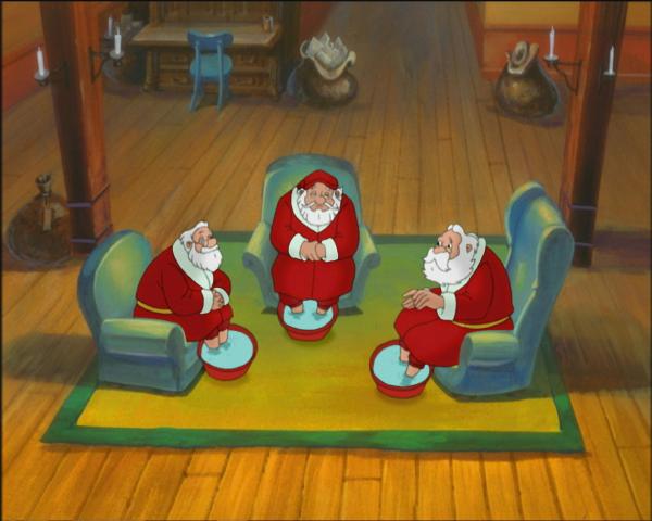 Bild 1 von 4: Weihnachten ist in Gefahr! Der deutsche, der französische und der amerikanische Weihnachtsmann sind so erkältet, dass sie keine Geschenke an die Kinder ausliefern können.