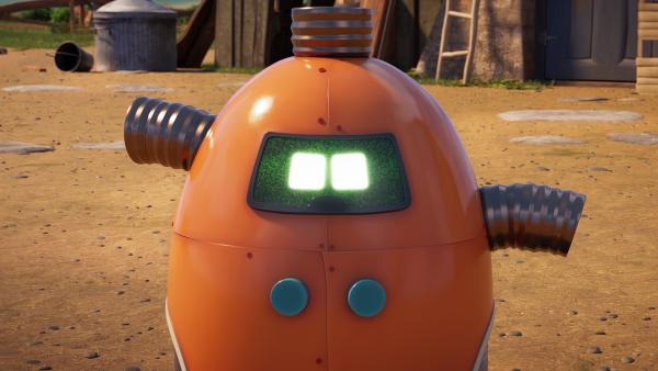 Bild 1 von 1: Reggie und Agnes haben eine Problem mit einem merkwürdigen Gerät.© KiKA/KiKA/2022 Sixteen South/Mikros Animation IP/Tencent - Honorarfreie Verwendung gemäß AGB im engen inhaltlichen redaktionellen Zusammenhang mit genannter Sendung bei Nennung \