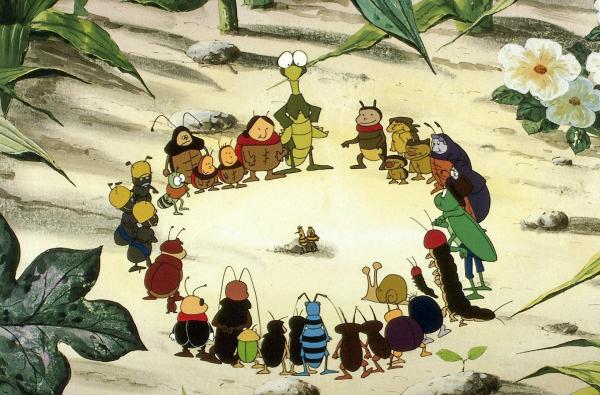 Bild 1 von 11: Im Bild: Die Bewohner der Wiese sehen den beiden Flohakrobaten zu.