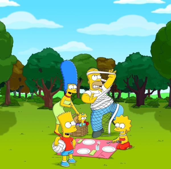 Bild 1 von 22: (22. Staffel) - Die Simpsons sind eine nicht alltägliche Familie: Maggie (M.), Marge (2.v.l.), Lisa (r.), Homer (2.v.r.) und Bart (l.) ...