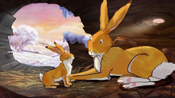 Bild 1 von 7: Der kleine braune Hase erzählt dem großen braunen Hasen von seinem neuen Freund.