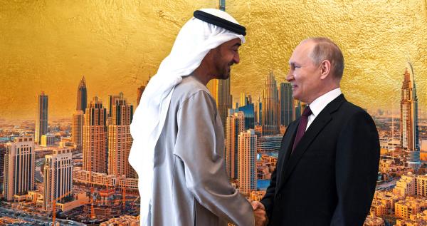 Bild 1 von 7: Beste Geschäftspartner: Scheich Mohamed Bin Zayed, Präsident der Vereinigten Arabischen Emirate, und Wladimir Putin.