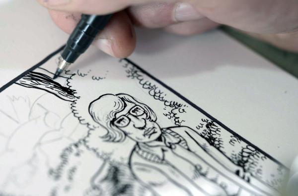 Bild 1 von 4: Die Dokumentation lässt Zeichnungen und Realität ineinanderfließen ? und macht sichtbar, wie sehr Backderfs Comic-Welt sein Denken bestimmt.