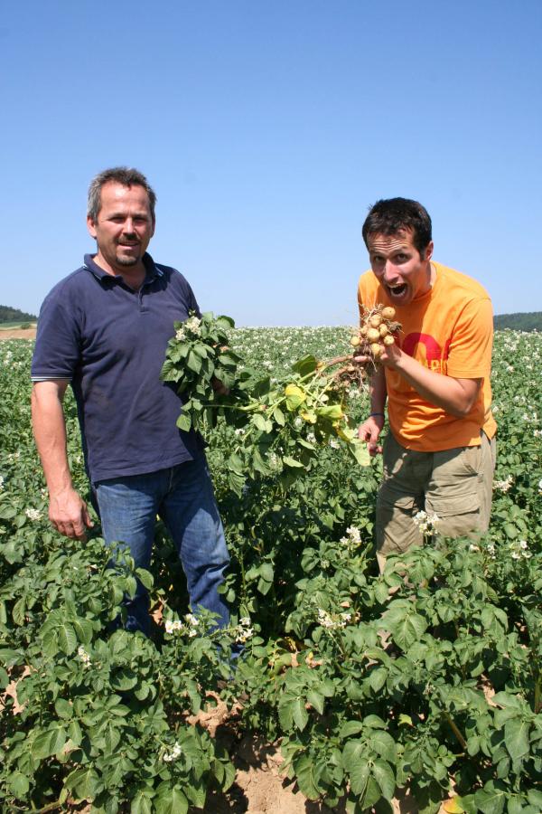 Bild 1 von 15: Kartoffelbauer Paul Strixner und Willi (rechts).