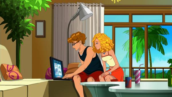 Bild 1 von 5: Lewis und Emma haben im Internet einen Hinweis entdeckt, wie Delfine zum Schmuggeln von Waren eingesetzt werden.