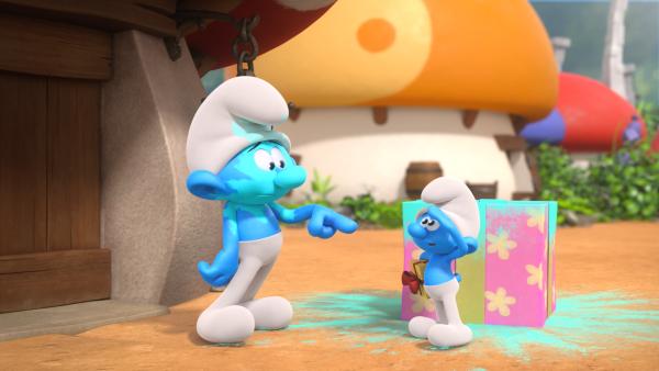 Bild 1 von 5: Ein Mini-Jokey wandelt auf Jokeys Spuren und verteilt explodierende Geschenke.