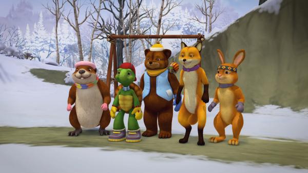 Bild 1 von 8: Für den neuen Feiertag haben die Freunde ein neues Spiel erfunden.
© KiKA/Nelvana Limited/Infinite Frameworks Pte Ltd. - Honorarfreie Verwendung gemäß AGB im redaktionellen Zusammenhang mit genannter Sendung bei Nennung \