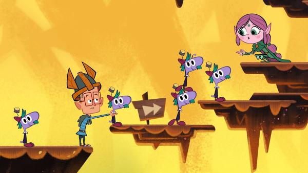 Bild 1 von 4: Marcus (l.) und Ephi (r.) helfen den Debbingen auf die höhere Plattform.