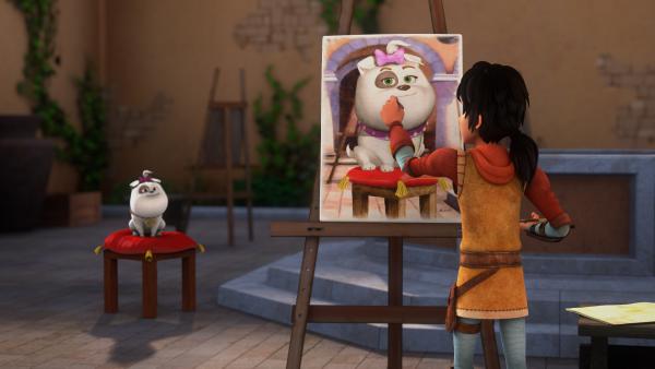 Bild 1 von 3: Leo malt Biancas Hund Maria Lucrezia.