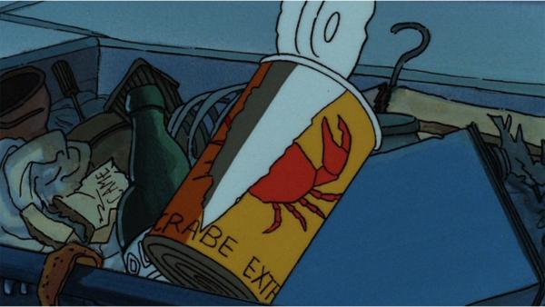 Bild 1 von 4: Im Müll entdeckt Struppi eine leere Konservendose, die seine Aufmerksamkeit weckt.