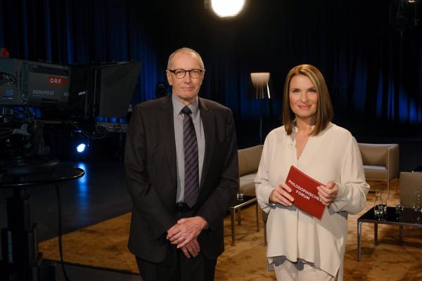Bild 1 von 1: Im Bild: Konrad Paul Liessmann, Barbara Stöckl.