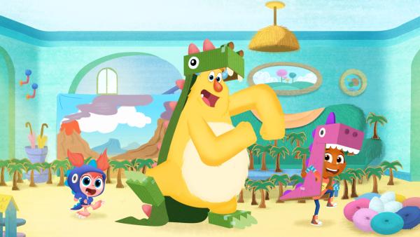 Bild 1 von 8: Der Tilliesaurus zeigt mit dem Roysaurus und dem Esmesaurus wie Dinos stampfen.