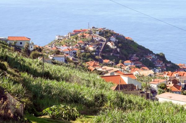 Bild 1 von 2: Eine grüne Insel zwischen endlosem Blau: Madeira liegt im Nordatlantik westlich von Marokko. Zusammen mit weiteren Inseln bildet sie eine autonome Region von Portugal.
