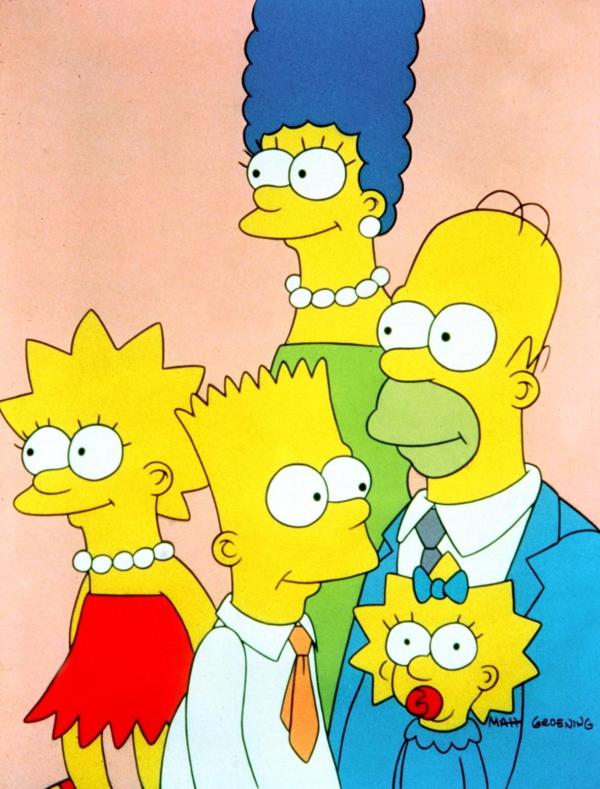 Bild 1 von 11: (1. Staffel) - Marge (M.) und Homer (r.) haben nicht immer nur Freude an ihren chaotischen Kindern Lisa (l.), Bart (2.v.l.) und Maggie (2.v.r.).