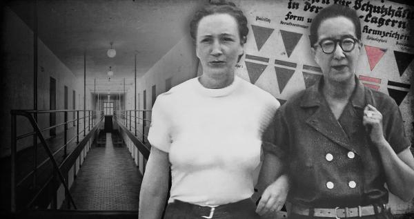 Bild 1 von 7: Nelly Mousset-Vos (l.) und Nadine Hwang (r.) lernten sich am Heiligabend 1944 als Insassen im KZ Ravensbrück kennen. Sie verliebten sich ineinander. Trotz der Gefahr und der drohenden Strafen gingen sie eine Beziehung ein und lebten ihre Liebe im Geheimen aus.