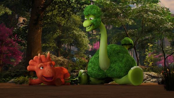 Bild 1 von 3: Aus dieser verknoteten Situation machen Ginger und der Brokolisaurus das Beste.
© ZDF/Cheeky Little Media - Honorarfreie Verwendung gemäß AGB im redaktionellen Zusammenhang mit genannter Sendung bei Nennung \