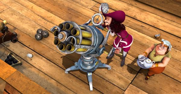 Bild 1 von 4: Captain Hook will Peter Pan in der Luft abschießen, um an den Magischen Sextanten zu kommen.