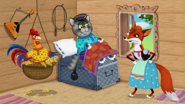 Bild 1 von 3: Die Füchsin beschuldigt den Kater, ihr Nudelholz weggenommen zu haben.