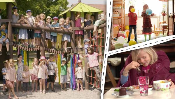 Bild 1 von 2: Kinder spielen lustige Spiele.