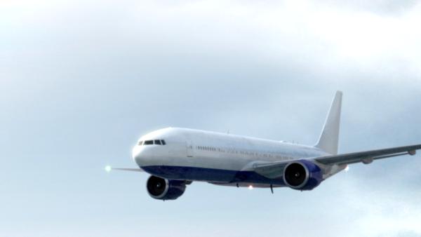 Bild 1 von 2: CGI: Plane in flight.  Credit: