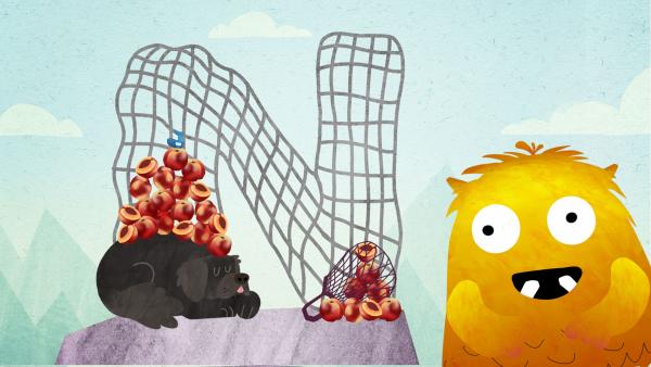 Bild 1 von 1: Nitso baut ein großes N auf dem höchsten Berg.