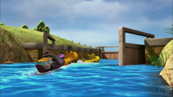 Bild 1 von 3: In Holland geraten Timmy, Bess und Skid an eine Wasserschleuse.