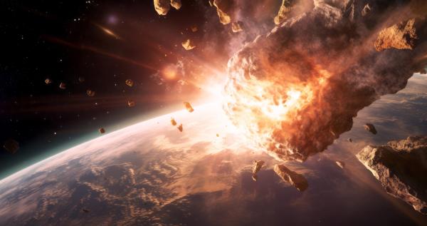 Bild 1 von 6: Vor 66 Millionen Jahren stürzte ein Asteroid auf die Erde. Der Einschlag löste ein Massensterben vieler Arten aus.