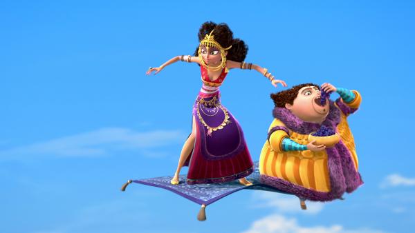 Bild 1 von 6: Dunyazad und Shazaman fliegen in die Hafenstadt, um wieder Unheil zu stiften.