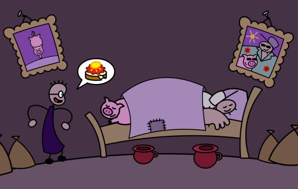 Bild 1 von 2: Sogar nachts sucht TOM nach einem Erdbeermarmeladenbrot mit Honig.