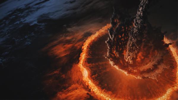 Bild 1 von 8: Vor etwa 66 Millionen Jahren soll der Einschlag eines gewaltigen Asteroiden zum Aussterben der Dinosaurier geführt haben.