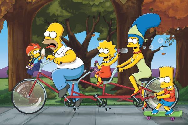 Bild 1 von 31: (24. Staffel) - Eine etwas ungewöhnliche Familie: Maggie (l.), Marge (2.v.r.), Homer (2.v.l.), Bart (r.) und Lisa Simpson (M.) ...