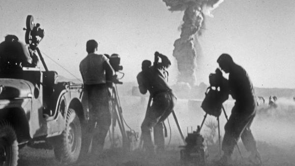 Bild 1 von 2: In dem geheimen Filmstudio Lookout Mountain Air Force Station wurden Kurzfilme über die Atombombe produziert. Sie sollten der Bevölkerung die Angst vor den Waffen nehmen.