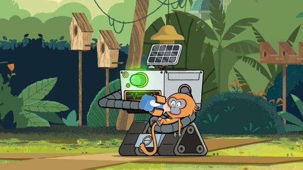 Bild 1 von 1: Arbeitsroboter Andy ist darauf programmiert, in der Anlage allerlei Arbeiten zu übernehmen, für die zuvor Ruth verantwortlich war.