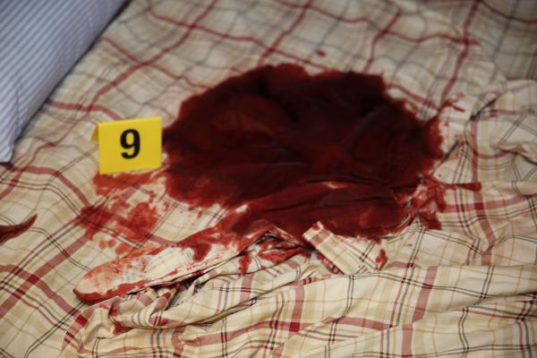 Bild 1 von 4: Tatort Schlafsofa: Als Lt. Joe Kenda nach dem Mord an dem 28-jährigen Curtis Ashley die Blutlache inspiziert, sucht er nach ersten Hinweisen auf den Täter. Wer hat den Ex-Soldaten getötet?