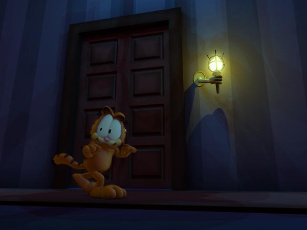 Bild 1 von 3: Garfield schleicht durchs Geisterhaus.