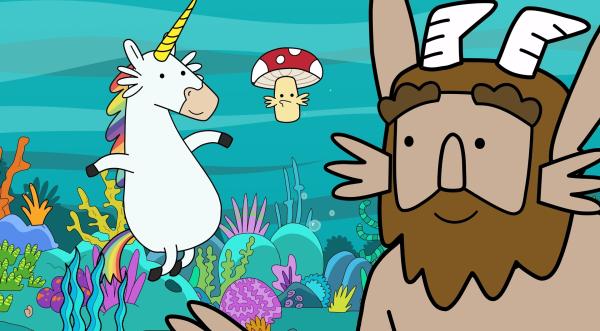 Bild 1 von 2: Blümchen, Tupfen und Hufius (von links) haben einen Zaubertrank getrunken, der Kiemen wachsen lässt. Sie wollen nach Meerhallig schwimmen, um Schwämme zu holen.
© ZDF/Tiger Aspect Kids & Family Limited, Movimenti Production, Zodiak Kids & Family France and Monello Productions 2025 - Honorarfreie Verwendung gemäß AGB im redaktionellen Zusammenhang mit genannter Sendung bei Nennung \