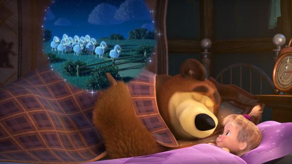 Bild 1 von 15: Aber Mascha kann einfach nicht einschlafen. Da hat der Bär einen Tipp für sie.