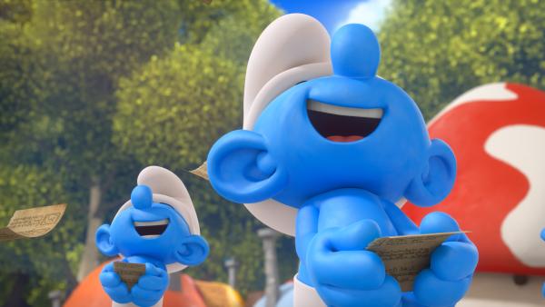 Bild 1 von 5: Als die Liste mit den geheimsten Geheimnissen aller Schlümpfe im Dorf kursiert, sorgt das für viele Lacher.
© KiKA/Peyo Productions, Dupuis Édition & Audiovisuell 2020 - Honorarfreie Verwendung gemäß AGB im redaktionellen Zusammenhang mit genannter Sendung bei Nennung \