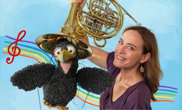 Bild 1 von 4: Musik zum Tanzen, Jagen und Käsediebe erschrecken. Rudi (Lennart Morgenstern) staunt, was das Horn von Sarah Willis alles kann.